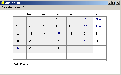 Hard copy of Calendar with marked Critical Days